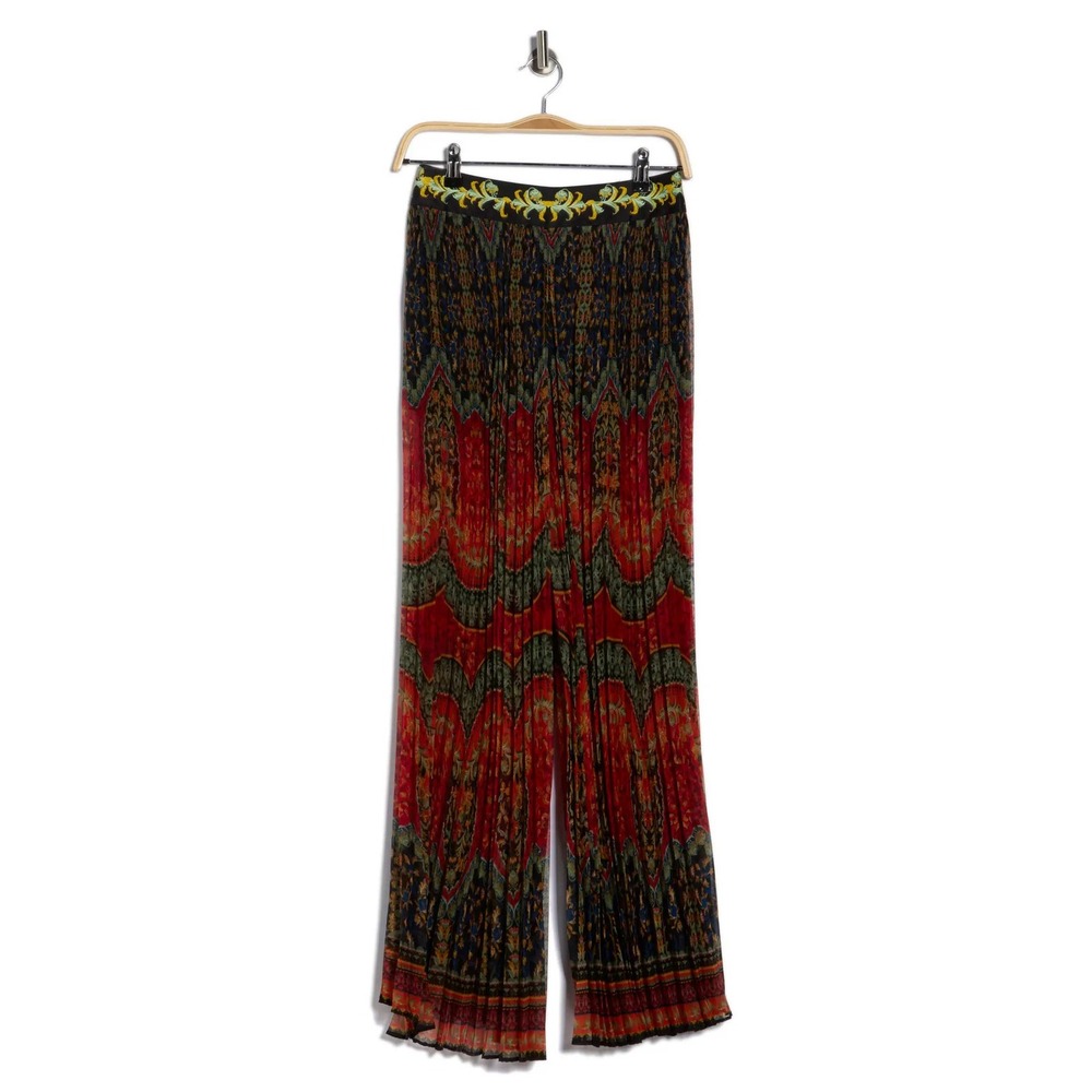 Alice + Olivia Copen Wide Leg Pleated Pants 8 Paisley Baroque Palazzo Culottes